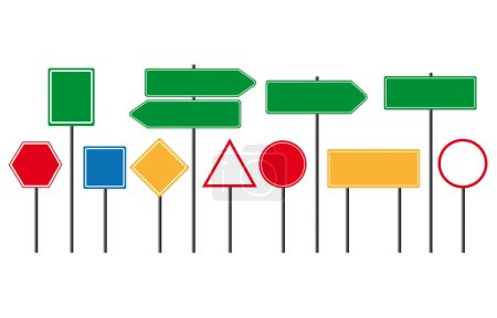 Illustration for Blank street and road signs on a white background - Royalty Free Image