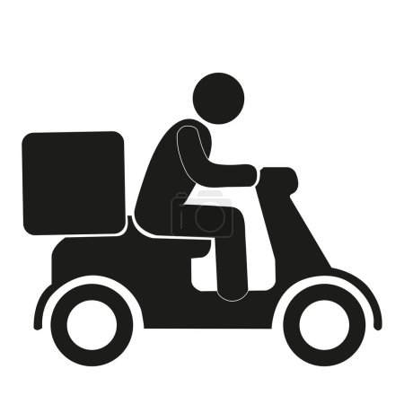 Ilustración de Un repartidor de motocicletas sobre un fondo blanco con espacio para copiar - Imagen libre de derechos