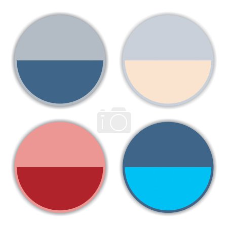 Illustration for Colored circular banners with copy space for promotions on a white background - Royalty Free Image