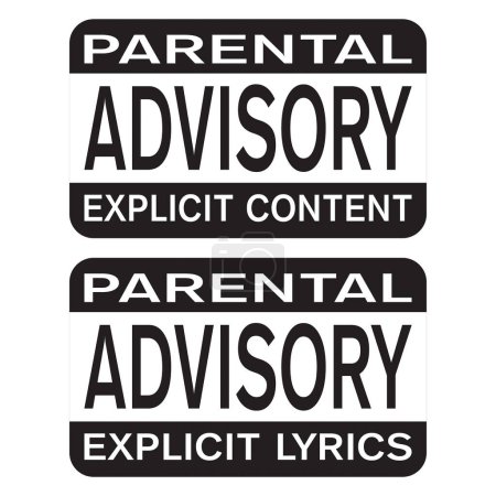 Illustration for Explicit lyrics and explicit content parental advisory banners - Royalty Free Image