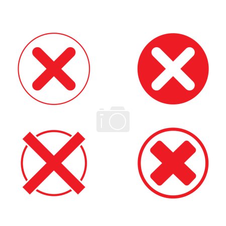 White and red crosses marks inside red an white circles on a white background