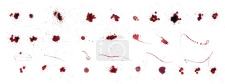 Photo for Set of blood drops. Blood stains Red puddles isolated on transparent background. Halloween decorations - Royalty Free Image