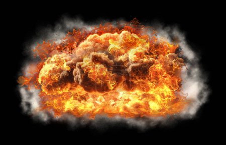 Flames and smoke. Fiery explosion with smoke isolated on transparent background