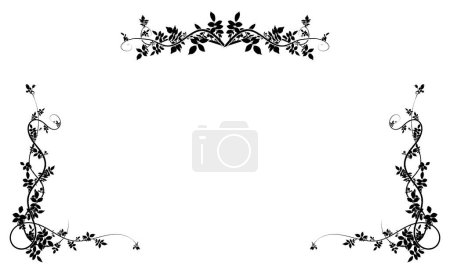 Ilustración de Marco rectangular plantas trepadoras rosas y hiedra. imagen vector de stock - Imagen libre de derechos