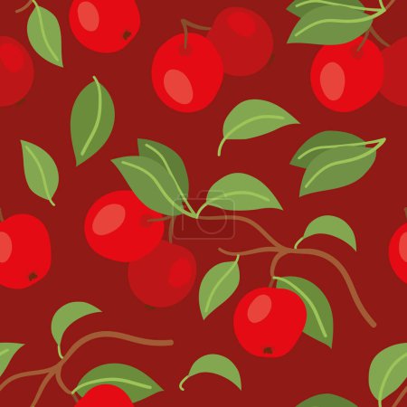 Ilustración de Un encantador patrón sin costuras con manzanas crujientes y hojas verdes exuberantes, que exudan un encanto refrescante y natural. - Imagen libre de derechos