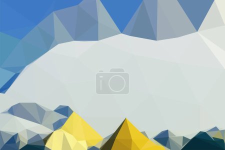 Ilustración de Poligonal geométrica abstracta montaña digital, vector colorido, paisaje plano, fondo de viaje, arte de las montañas, cielo azul, telón de fondo creativo - Imagen libre de derechos