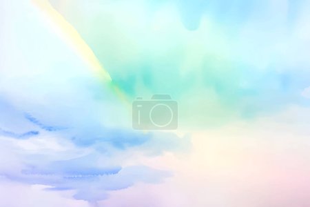 Handgemachte Himmelsabbildung von buntem Pastell-Aquarell, mehrfarbigem abstrakten Spritzer auf weißem Papierhintergrund, Vektor-Aquarell-Wolken.