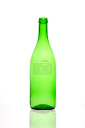empty bottle of wine isolated on white background