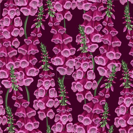 Seamless pattern with foxglove flowers. Vector