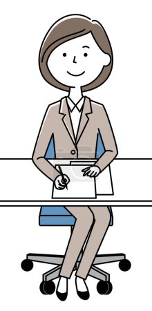 Téléchargez les illustrations : Femme en costume pour remplir la paperasse / C'est une illustration d'une femme en costume pour remplir un document. - en licence libre de droit