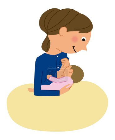 Illustration for Breastfeeding parent and child, mom and baby/It is an illustration of a mother breastfeeding a baby. - Royalty Free Image