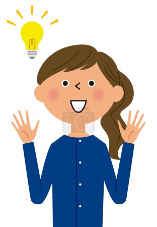 Illustration for Inspired young woman/This is an illustration of a young woman who has an idea. - Royalty Free Image