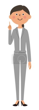 Woman in a suit pointing a finger/It is an illustration of a woman in a suit pointing her finger.