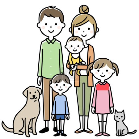 Glückliche Zwei-Generationen-Familie / Illustration einer Glücklichen Zwei-Generationen-Familie.