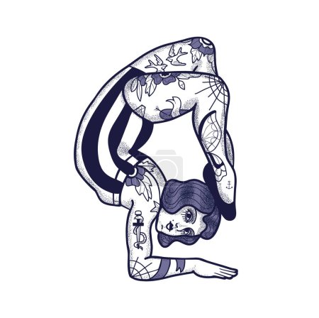 Ilustración de Vintage female contortionist, vector illustration - Imagen libre de derechos