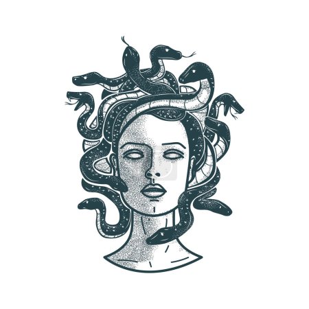 Illustration for Artistic statue like Medusa head, vector illustration - Royalty Free Image
