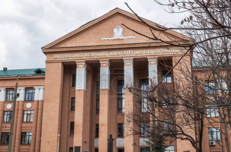 Photo for Kiev, Ukraine. April 02, 2024 Building of the National Medical University. TEXT TRANSLATION: National Medical University named after Bogomolets - Royalty Free Image