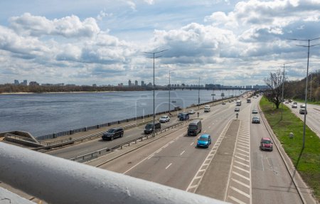 Photo for View of Naberezhnoe Highway and Dnieper in Kyiv in spring - Royalty Free Image