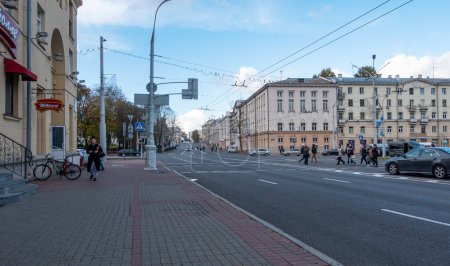 Photo for Minsk, Belarus. October 15, 2023 View of Sverdlov Street - Royalty Free Image