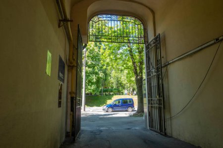 Photo for Arched passage in an old house on Tereshchenkovskaya street in Kyiv - Royalty Free Image