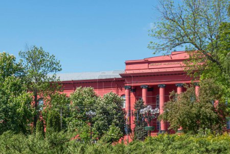 Photo for View of the red building of the University from Shevchenko Park. - Royalty Free Image
