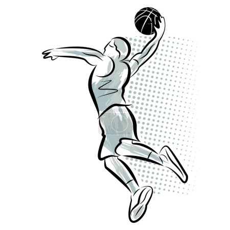 Illustration for Basketball player jumping to the basket. - Royalty Free Image