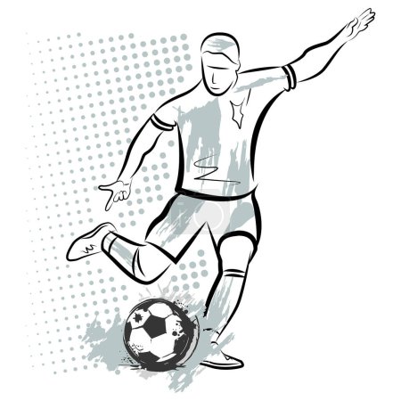 Illustration for The football player on the white background. Vector illustration. - Royalty Free Image