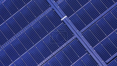 Téléchargez les photos : Structure de panneaux solaires sur la structure de toit métallique d'usine. énergies renouvelables et environnementales. - en image libre de droit