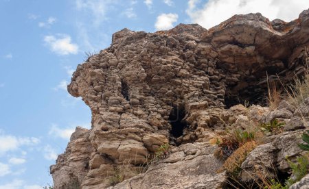 Photo for Destruction of stone limestone rocks, geology of Crimea, Atlesh - Royalty Free Image