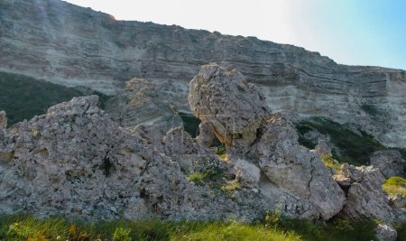 Photo for Weathering of the shell rocks of Dzhangul of the landslide coast in the western Crimea, Tarkhankut - Royalty Free Image