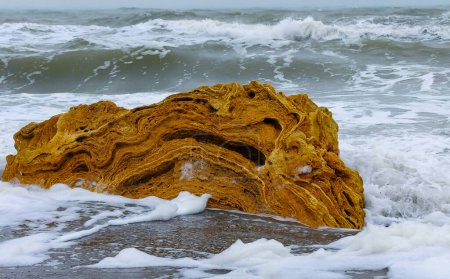 Téléchargez les photos : Eutrophisation de la mer, Mousse sale sur la mer Noire lors d'une tempête près de la ville d'Odessa - en image libre de droit