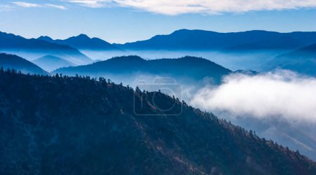 Photo for Beautiful mountain scenery on the background of clouds, layers of mountains on the horizon, Sierra Nevada Mountains, California, USA - Royalty Free Image