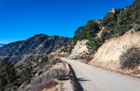 Natural landscape, Dirt road on a mountain pass in the Sierra Nevada mountains, USA