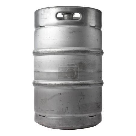Photo for Metal beer keg on a white background isolated. Large container for storing beverages. - Royalty Free Image