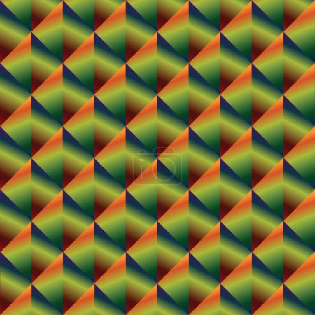 Ilustración de Patrón sin costura Lozenge con degradado de verde, azul, naranja y rojo - Imagen libre de derechos