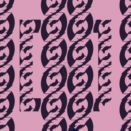 Ilustración de Patrón con frijoles abstractos; patrón de dos colores; diseño de cadena de ornamento abstracto púrpura oscuro y rosa - Imagen libre de derechos