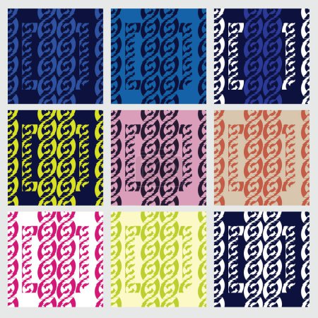 Ilustración de Conjunto de patrones con frijoles abstractos; patrón de dos colores - Imagen libre de derechos