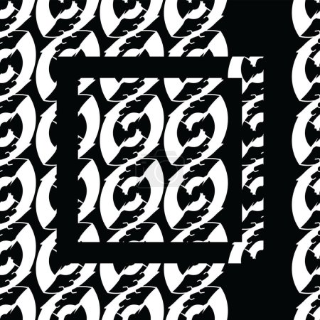 Ilustración de Diseño abstracto de semilla blanca patrón sin costuras con un cuadrado decorado sobre fondo negro; se puede utilizar para imprimir - Imagen libre de derechos