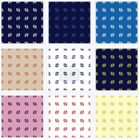 Ilustración de Colección de patrón sin costura con forma de tuerca abstracta; filas horizontales de formas de frijoles abstractos - Imagen libre de derechos