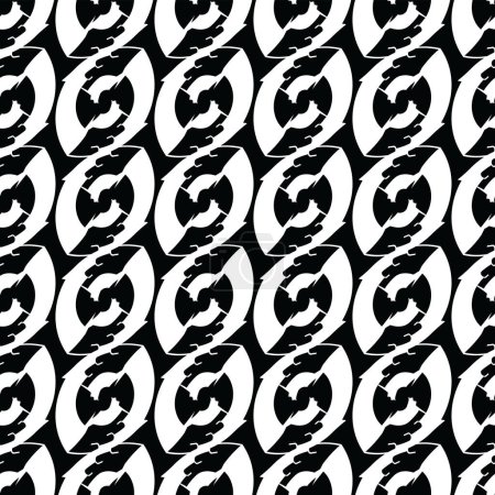 Illustration for Abstract beans shape repetition seamless pattern; can be used for printing textile, paper; monochrome black and white - Royalty Free Image
