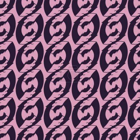 Ilustración de Patrón sin costura de diseño de semillas abstractas que repiten púrpura y rosa; diseño de cadena de frijoles redondos repetición ornamento; nueve vectores con diferente composición de color; - Imagen libre de derechos