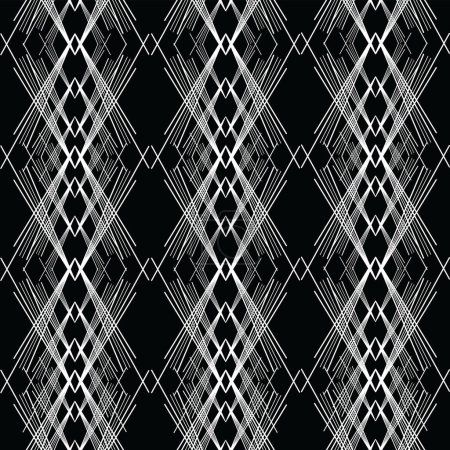 Foto de Patrón sin costuras con líneas entrelazadas líneas blancas monocromáticas; patrón geométrico de diseño creativo rombo - Imagen libre de derechos
