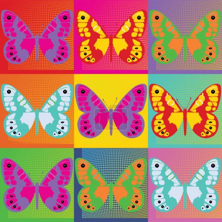 Foto de Mariposas de fondo de colores en el estilo de arte pop; eps10 para impresiones; ilustración vectorial - Imagen libre de derechos