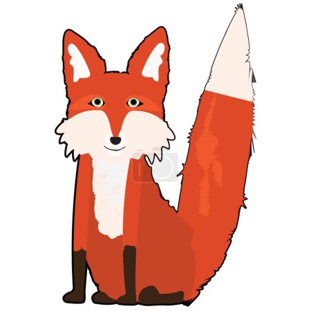 Téléchargez les illustrations : Conception de renard debout illustrée ; conception abstraite isolée d'un renard sur fond blanc - en licence libre de droit