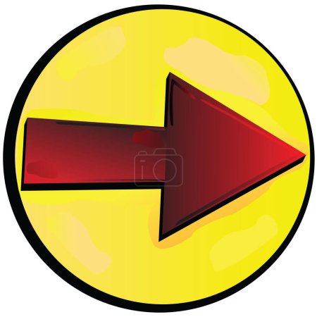 Foto de Flecha roja en burbuja apuntando a la derecha - Imagen libre de derechos