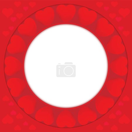 Illustration for Round paper cut framed with beautiful hearts ; romantic copy space vector background - Royalty Free Image