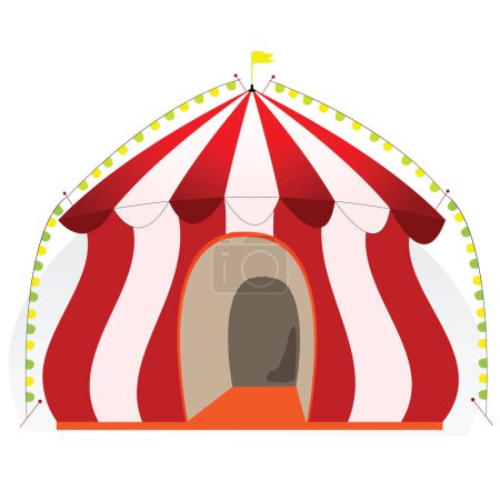 Artistic circus tent with big entrance and wreath; 
