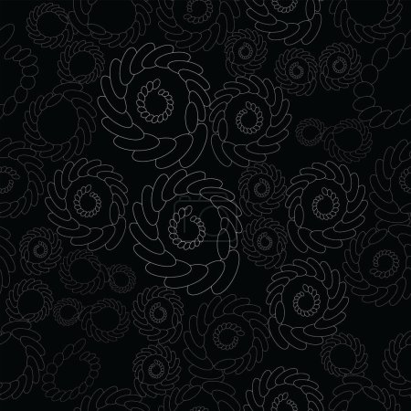 geometric paisley design made with ovals monochromatic seamless; vector illustration