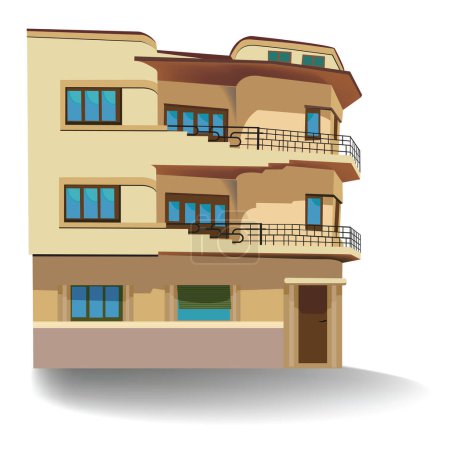 Illustration for Illlustration of  vintage building  with floors and balcony - Royalty Free Image