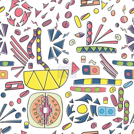 Illustration for Doodle geometric colorful shapes seamless - Royalty Free Image